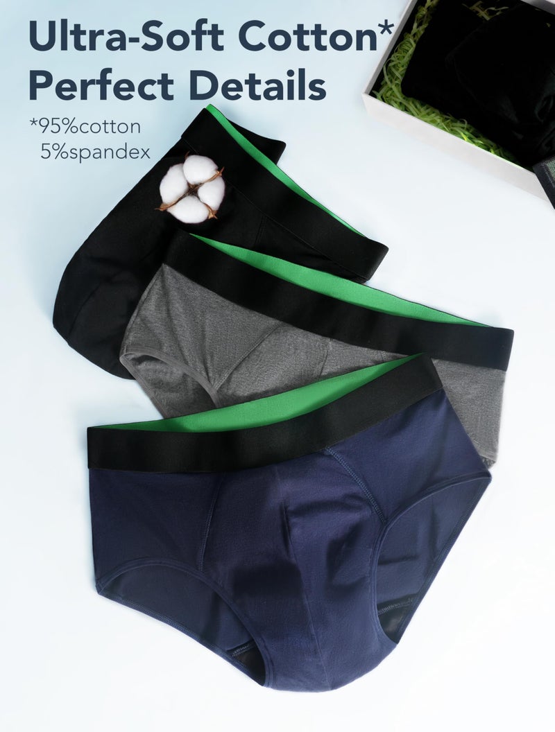 TIICHOO Washable Incontinence Underwear for Men LeakProof Underwear Briefs 5 Pack (Large, 2 Black/Gray/Navy Blue/Burgundy) - Image 5