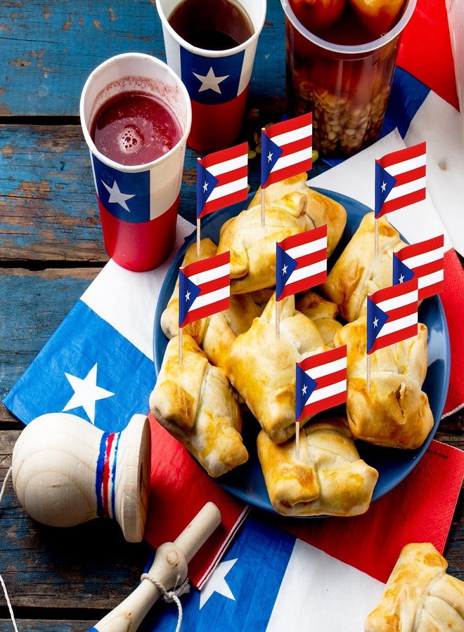 مينبلان مجموعة مينبلان من 1000 قطعة من أعواد أسنان عليها أعلام بورتوريكو، أعواد أسنان عليها علم بورتوريكو، زينة للكب كيك، أعواد تزيين صغيرة للطعام لحفلات الريف وأعياد الميلاد والكوكتيلات وكعكات الآيس كريم - Image 4