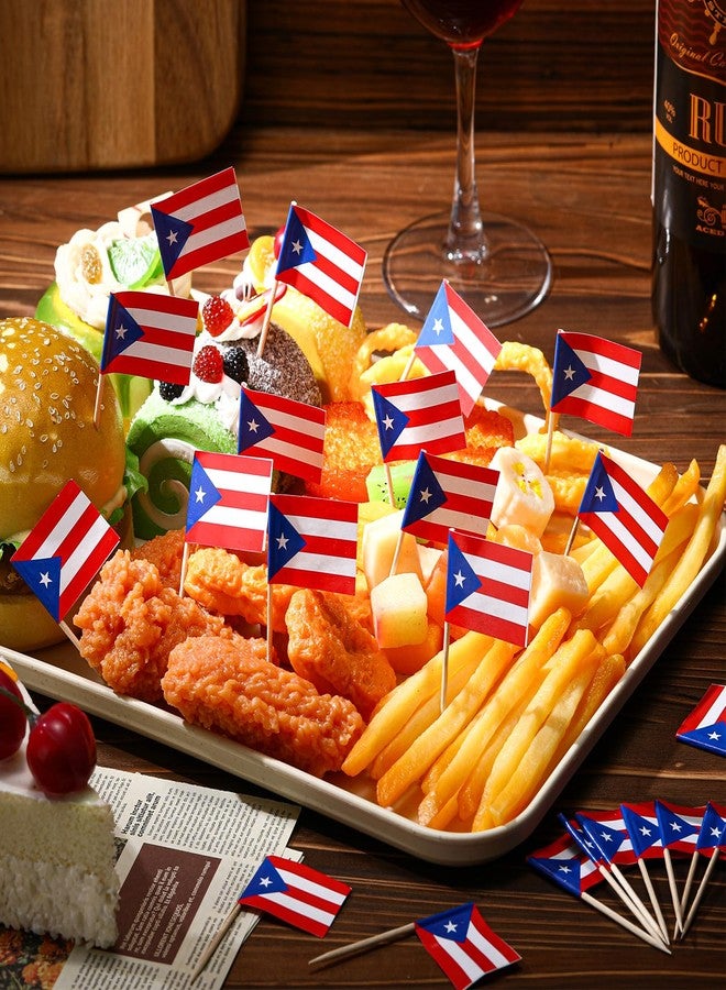 مينبلان مجموعة مينبلان من 1000 قطعة من أعواد أسنان عليها أعلام بورتوريكو، أعواد أسنان عليها علم بورتوريكو، زينة للكب كيك، أعواد تزيين صغيرة للطعام لحفلات الريف وأعياد الميلاد والكوكتيلات وكعكات الآيس كريم - Image 3