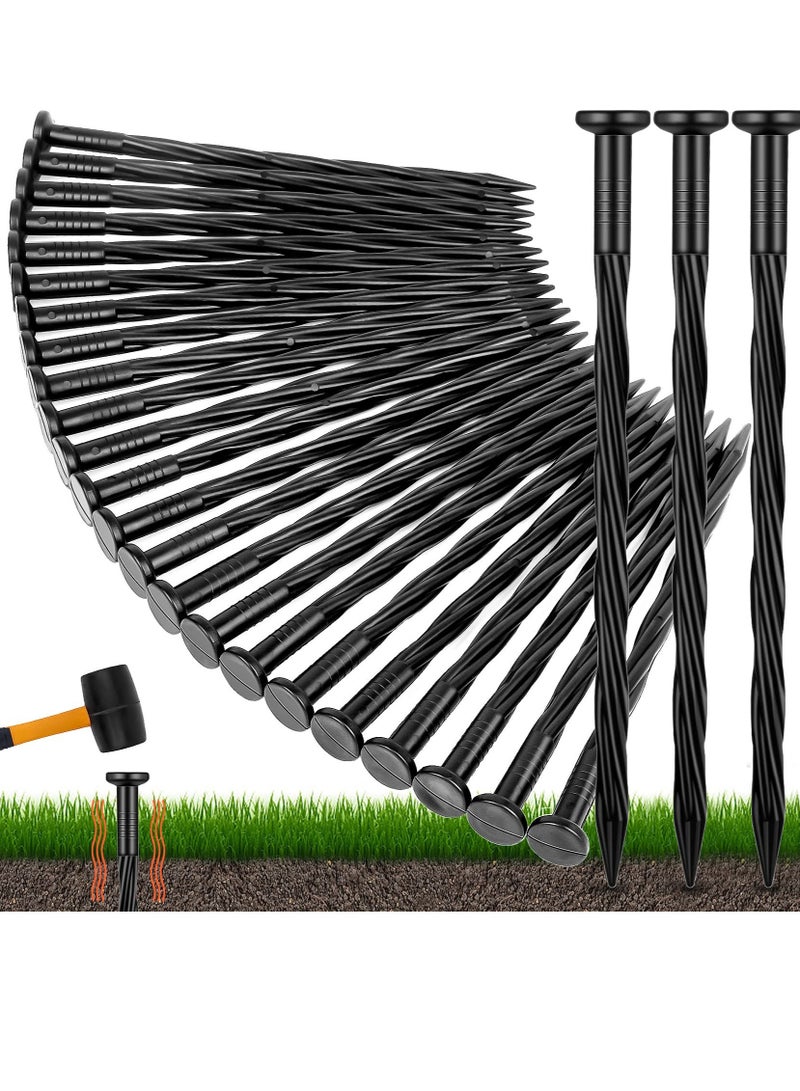Plastic Landscape Edging Anchoring Stakes, 25 Pcs 8-Inch Garden Lawn Yard Landscaping Spikes, Spiral Nylon Landscape Anchoring Spikes, for Paver Edging, Weed Barrier, Tent, Artificial Turf & More