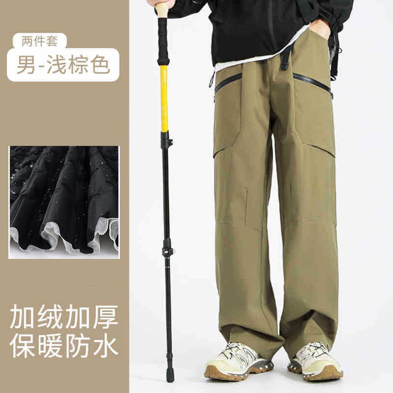 Men'S Three-In-One Softshell Pants With Detachable Liner, Suitable For Temperatures As Low As Minus 40 Degrees, Fleece-Lined And Thickened, Also Suitable For Women'S Hiking - Image 1