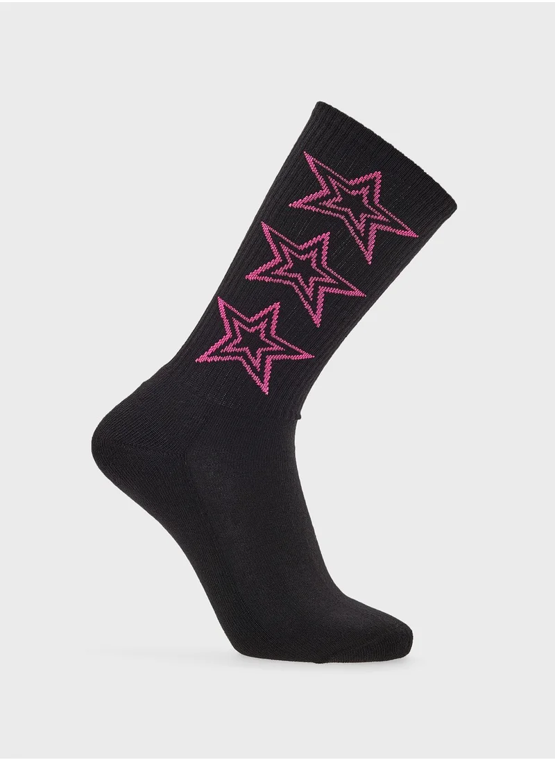 phobia Star Printed Socks