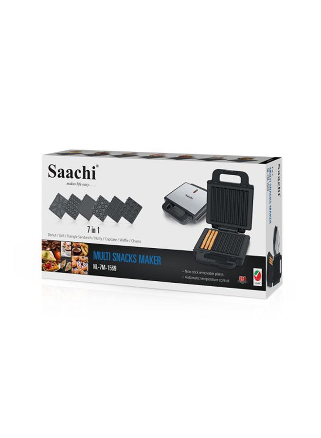 Saachi 7 In 1 Multi Snack Maker With Removable Plates 1400 W NL-7M-1569-BK Black - Image 5