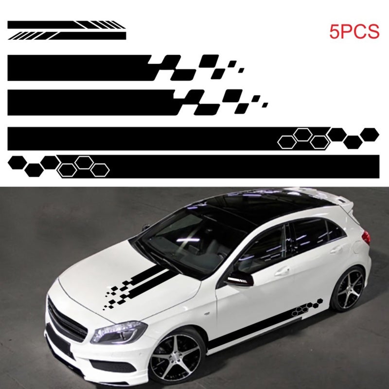 Car Side Sticker 5PCS Black Premium Waterproof Vinyl - Self-adhesive Removable Decal Stripe for Car Exterior Decoration - Image 4