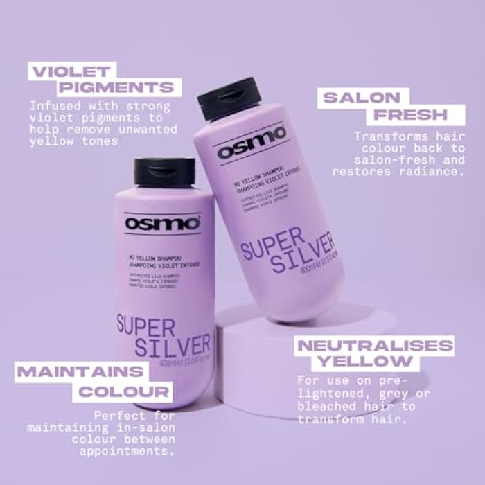 Osmo Super Silver Shampoo | Violet Pigment | No Yellow or Brass | Purple Toning for Ashy Results | Vegan. 400ml - Image 2