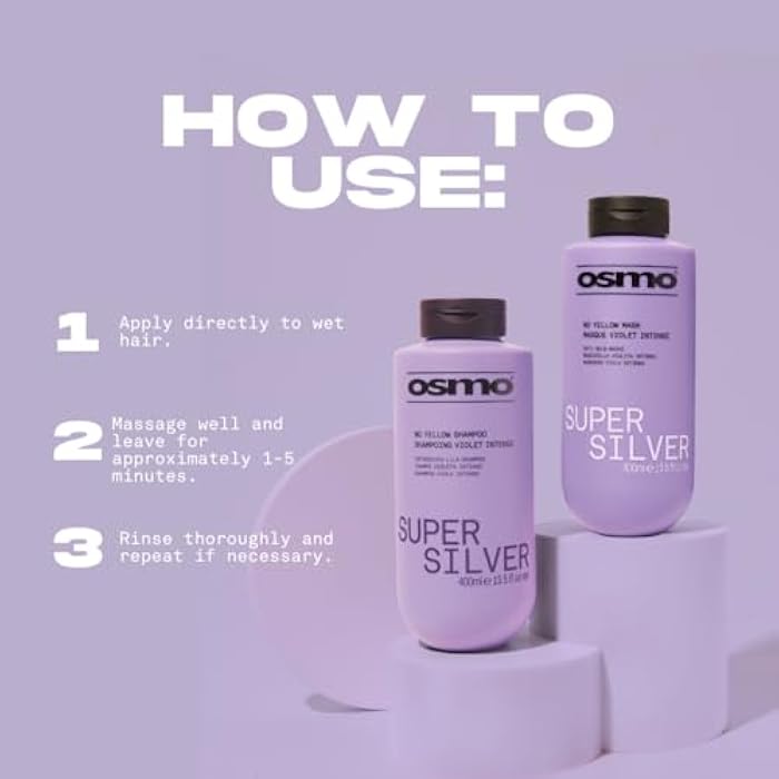 Osmo Super Silver Shampoo | Violet Pigment | No Yellow or Brass | Purple Toning for Ashy Results | Vegan. 400ml - Image 4