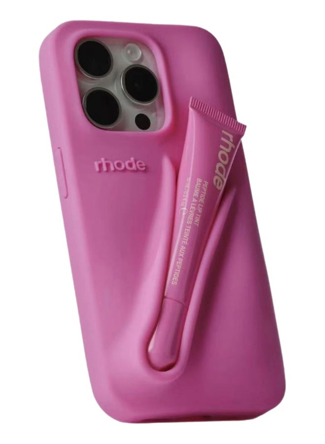 rhode Silicone Lip Holder for Cell Phone, Lip Gloss Adhesive Sleeve for Phone, Lip Holder Stick-on Phone Case, Back Stick On Holder for iPhone Phones（SHORTCAKE） - Image 1