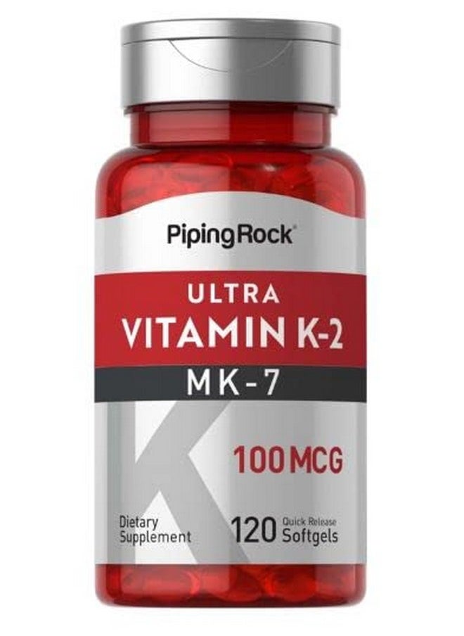 Piping Rock Vitamin K2 Mk7  100 Mcg  120 Softgels  Nongmo Gluten Free Supplement  - Image 1