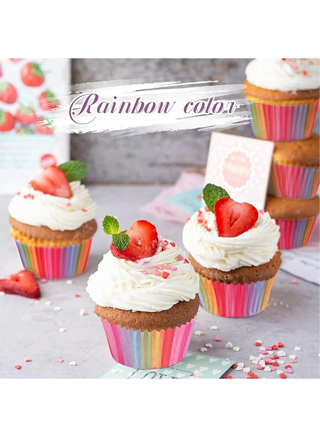 HY Cupcake Liners, 100 Pieces Rainbow Baking Cups Paper Muffin Wrappers Nonstick Muffin Molds Baking Cup Holders for Wedding, Birthday, Baby Shower or Holiday Party - Image 4