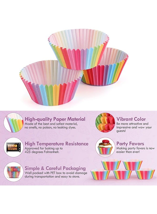 HY Cupcake Liners, 100 Pieces Rainbow Baking Cups Paper Muffin Wrappers Nonstick Muffin Molds Baking Cup Holders for Wedding, Birthday, Baby Shower or Holiday Party - Image 3