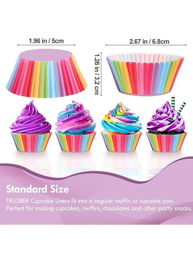 HY Cupcake Liners, 100 Pieces Rainbow Baking Cups Paper Muffin Wrappers Nonstick Muffin Molds Baking Cup Holders for Wedding, Birthday, Baby Shower or Holiday Party - Image 2