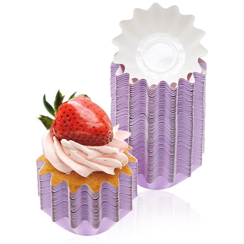 TIE-DailyNec 100 PCS Baking Cups Cupcake Liner Brioche Paper Cup Standard Muffin Wrappers Greaseproof Coated Paper for Wedding Birthday Holiday Party or Baby Shower Purple