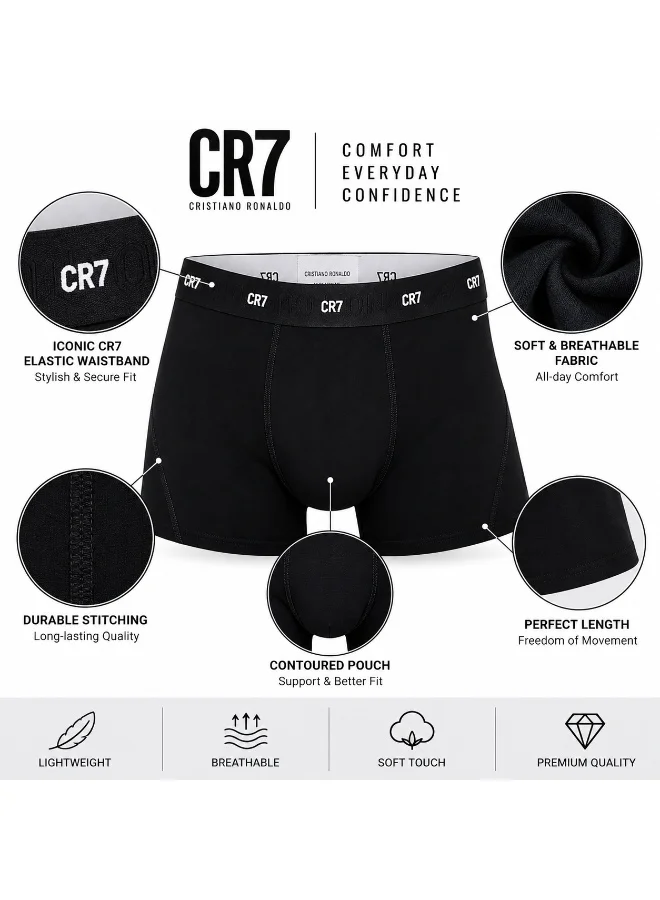 Cr7 CR7 Men’s Trunk Underwear 3-Pack Black – FSC Certified, Ultra Soft Breathable Stretch Trunks, Premium Everyday Innerwear