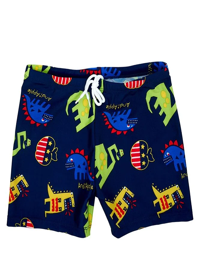 babyqlo Monster Dino 3 Pc Boys Swimsuit Set Blue