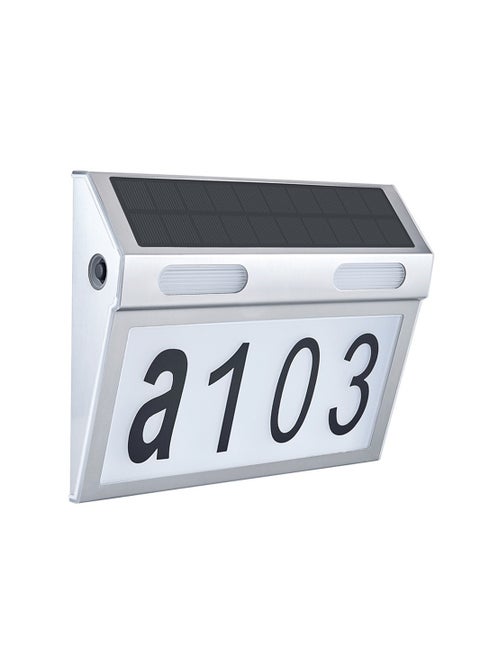 Solar Powered Stainless Steel House Numbers Waterproof LED Address Plaque with 3 Color Modes Modern Lighting for Outdoor Use