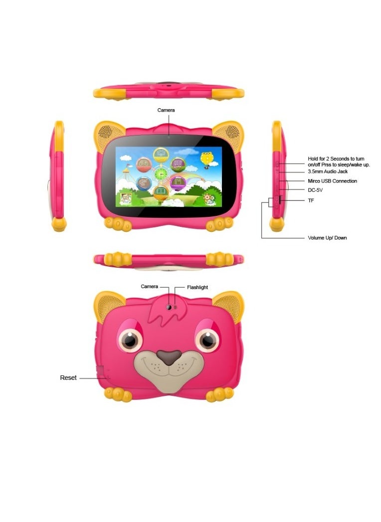 AROAQ XN36 Children Tablet, 2 In 1 Portable Learning Pad, 4G Lightweight Wifi Kids Tablet PC, Safe Large HD Display Durable Gaming Tablet For Boys Girls, (1pc, Pink)  - Image 4