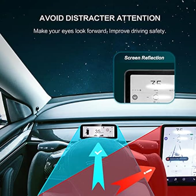 rayihni Tesla 46 Head Up Ultra Mini Screen Display For Model 3Y Embedded Design Hud Car Dashboard Lcd Smart Instrument Tesla Accessories - Image 3