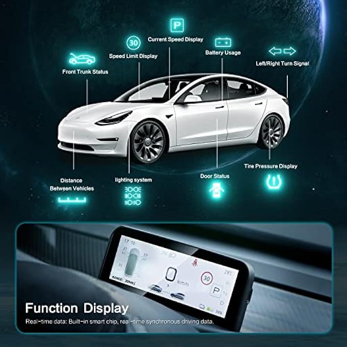rayihni Tesla 46 Head Up Ultra Mini Screen Display For Model 3Y Embedded Design Hud Car Dashboard Lcd Smart Instrument Tesla Accessories - Image 4