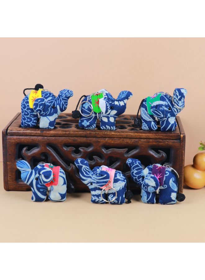 Loquat Fabric Jewelry Tie-dyed Blue-dyed Elephant Dali Ethnic Style Handmade Fabric Thailand Jixiang Ornaments Hanging Ornaments-Color:Keychain Mini Model - Image 1