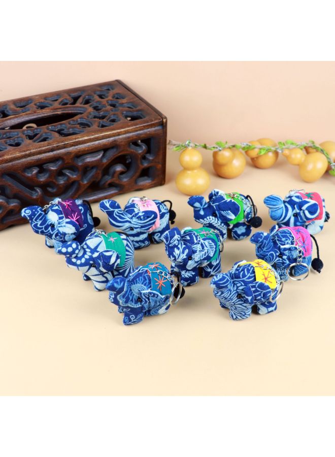 Loquat Fabric Jewelry Tie-dyed Blue-dyed Elephant Dali Ethnic Style Handmade Fabric Thailand Jixiang Ornaments Hanging Ornaments-Color:Keychain Mini Model - Image 4