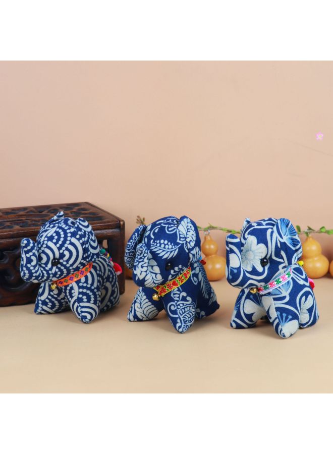Loquat Fabric Jewelry Tie-dyed Blue-dyed Elephant Dali Ethnic Style Handmade Fabric Thailand Jixiang Ornaments Hanging Ornaments-Color:Keychain Mini Model - Image 5