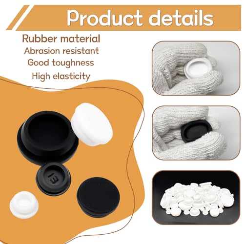 zDwfDc 62PCS 6 Sizes White Rubber Hole Plugs for Round Holes Silicone Plugs, 1" 3/4" 5/8" 1/2" 3/8" 1/4" Round Rubber Plug Snap Locking, Used for Furniture DD036-w - Image 3