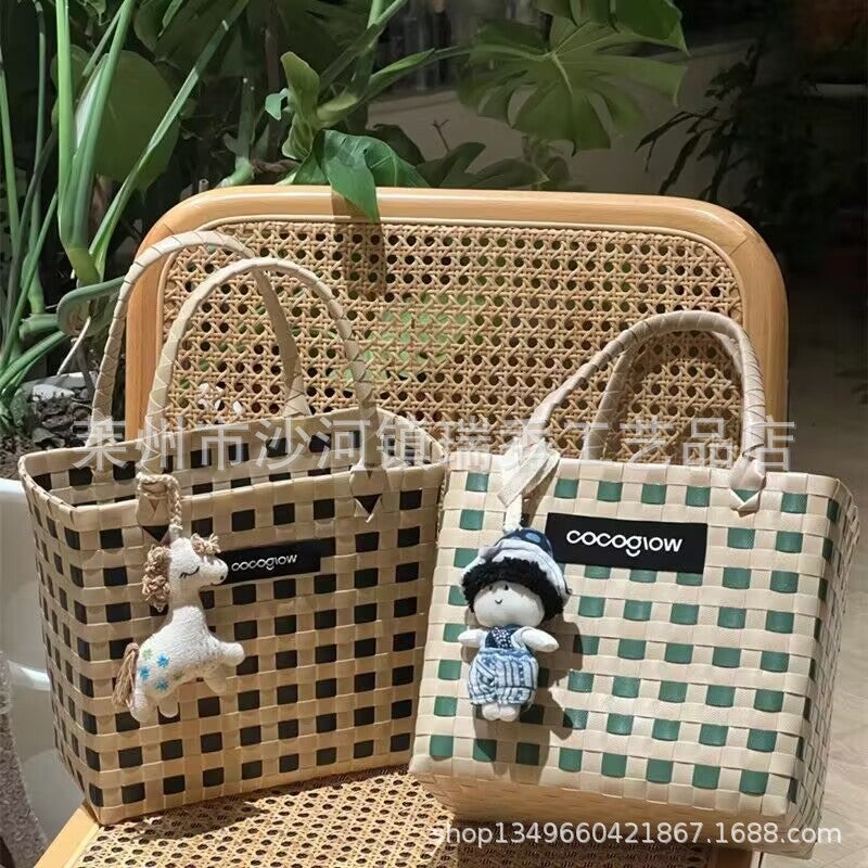CC Women's Woven PVC Basket Bucket Bag - Image 2