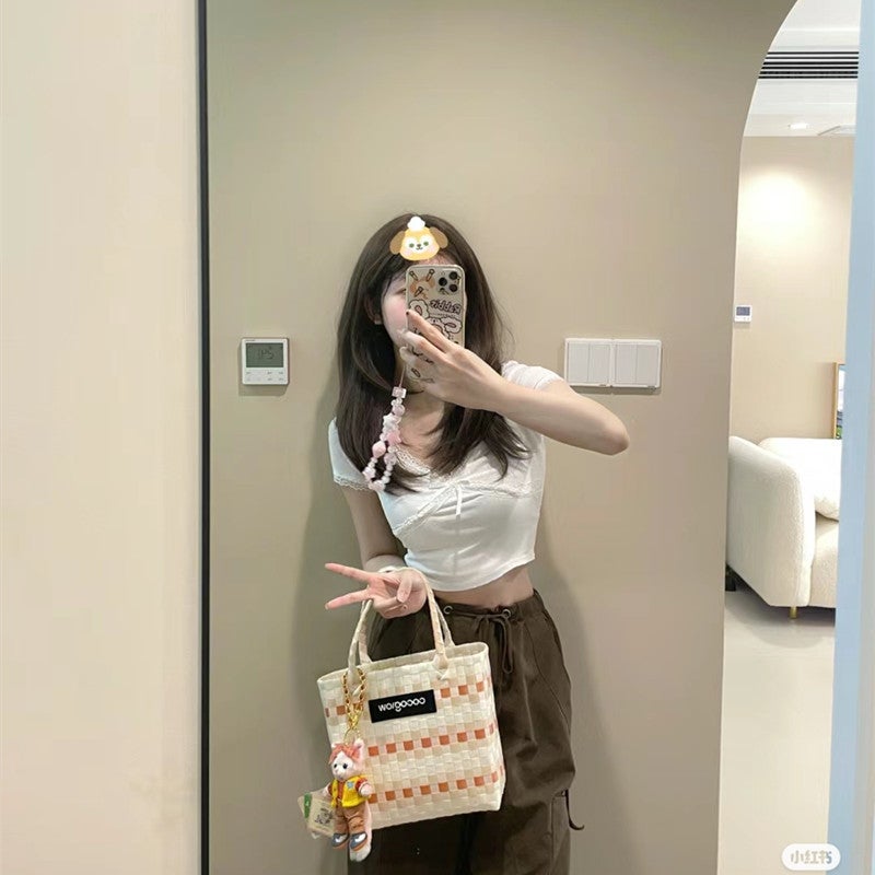 CC Women's Woven PVC Basket Bucket Bag - Image 3