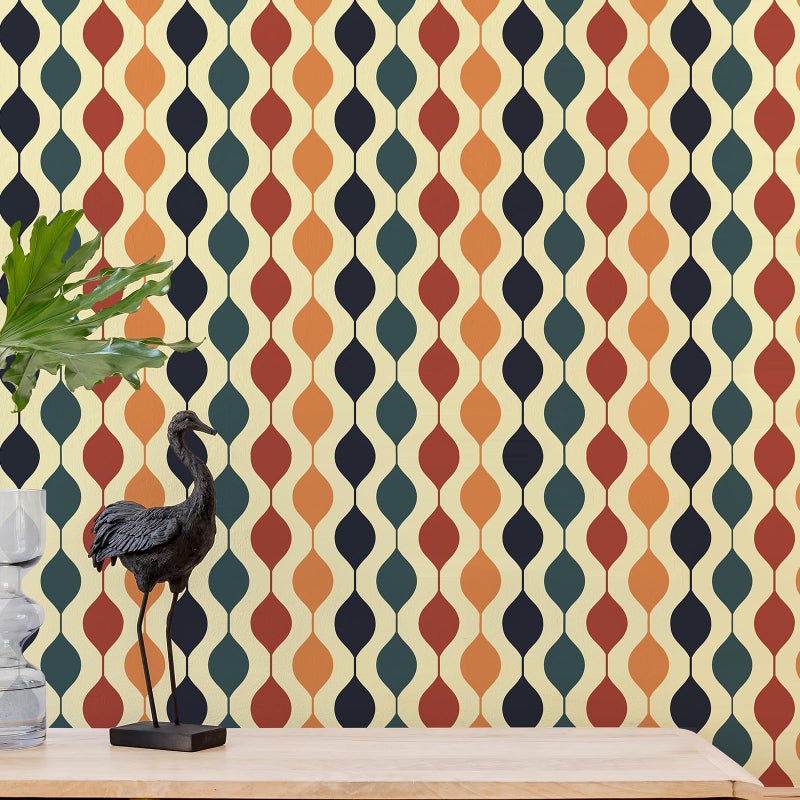 JiffDiff Retro Checkered Wallpaper Peel and Stick 157x 118 Retro Geometric Wallpaper Checkered Contact Paper Abstract Modern Wall Paper 1970s Wall Decor Colorful for Bathroom Cabinet