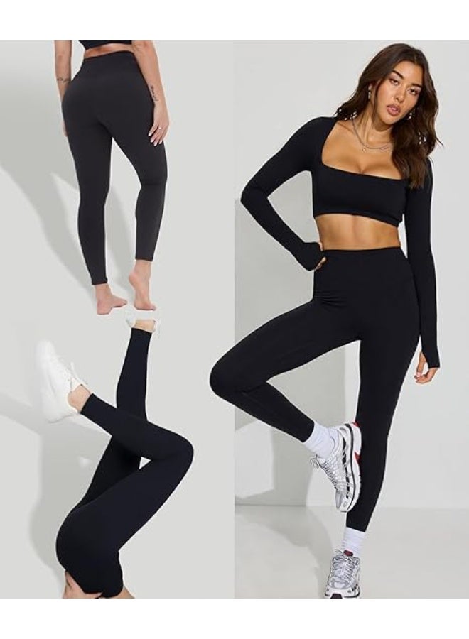 INSIJAM Leggings for Women - High Waisted Tummy Control Butt Lifting Soft No See Through Workout Yoga Pants Running Tights - Image 2