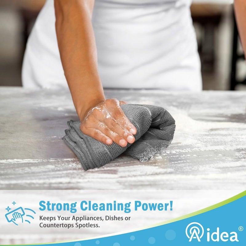 AIDEA Microfiber Kitchen Towels-8Pack, Microfiber Dish Towels, Soft Absorbent Dish Towels, Multi-Purpose Kitchen Dish Cloth for Home, Travel-Grey 15â€x25â€ - Image 3