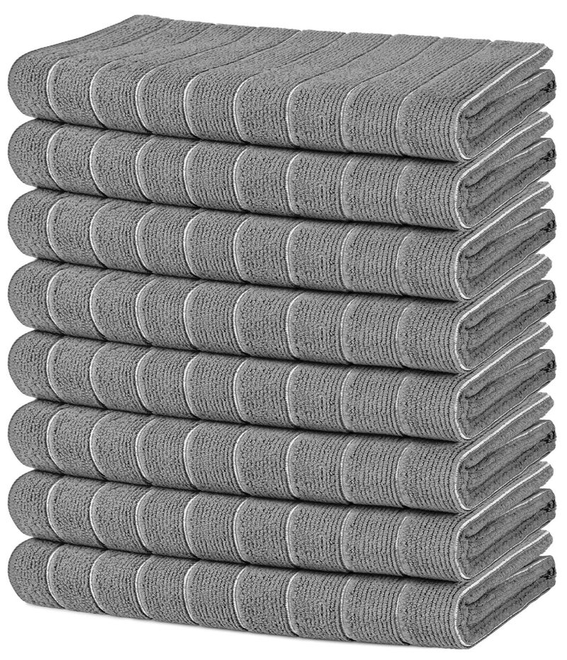 AIDEA Microfiber Kitchen Towels-8Pack, Microfiber Dish Towels, Soft Absorbent Dish Towels, Multi-Purpose Kitchen Dish Cloth for Home, Travel-Grey 15â€x25â€ - Image 1