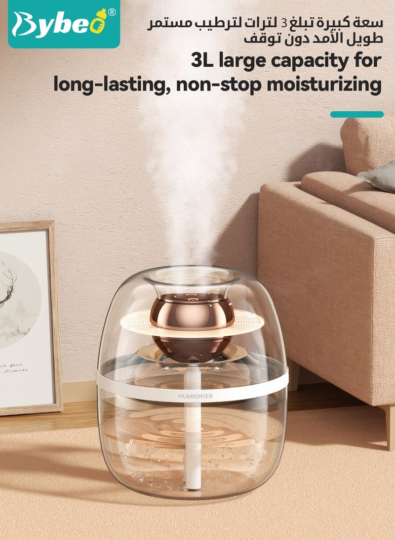 Bybeo 3L Ultrasonic Air Humidifier, Baby Humidifier for Bedroom Baby Room with Night Light, Dual Spray Humidifier for Baby Nursery, Cool Mist Air Humidifier or Home, Office & Plant, Auto-Off, Ultra Quiet, Type-C Rechargeable - Image 4