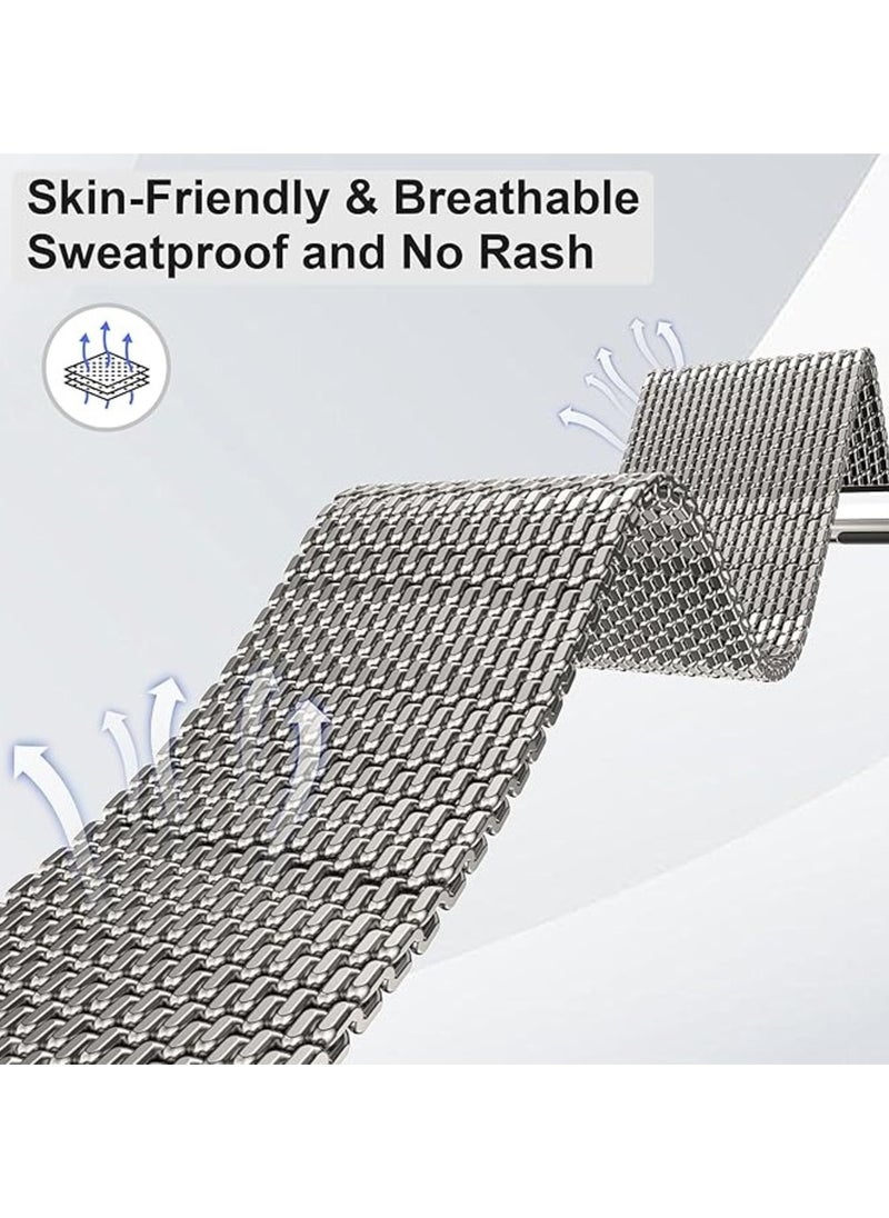 Generic - Titanium Milanese Mesh Loop Band Compatible with Apple Watch Ultra 1/2 49mm 46mm 45mm 44mm 42mm Men Women, Designer Parachute-Style Metal Buckle Adjustable Strap for iWatch SE Series 10 9 8 7 6 5 4 3 2 1 SE - Image 1