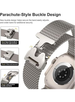 Generic Titanium Milanese Mesh Loop Band Compatible with Apple Watch Ultra 1/2 49mm 46mm 45mm 44mm 42mm Men Women, Designer Parachute-Style Metal Buckle Adjustable Strap for iWatch SE Series 10 9 8 7 6 5 4 3 2 1 SE  - Image 4