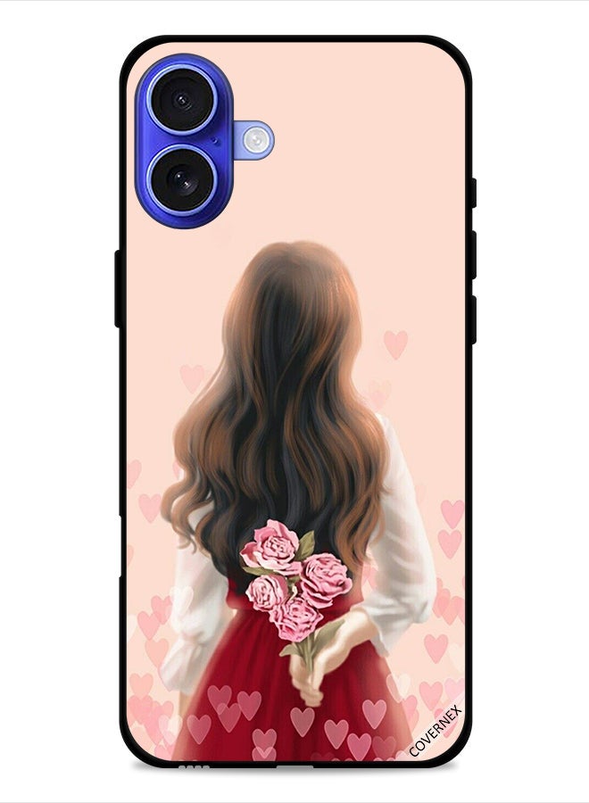 Covernex Apple iPhone 16 Protective Case Cover Girl Hiding Flowers - Image 1