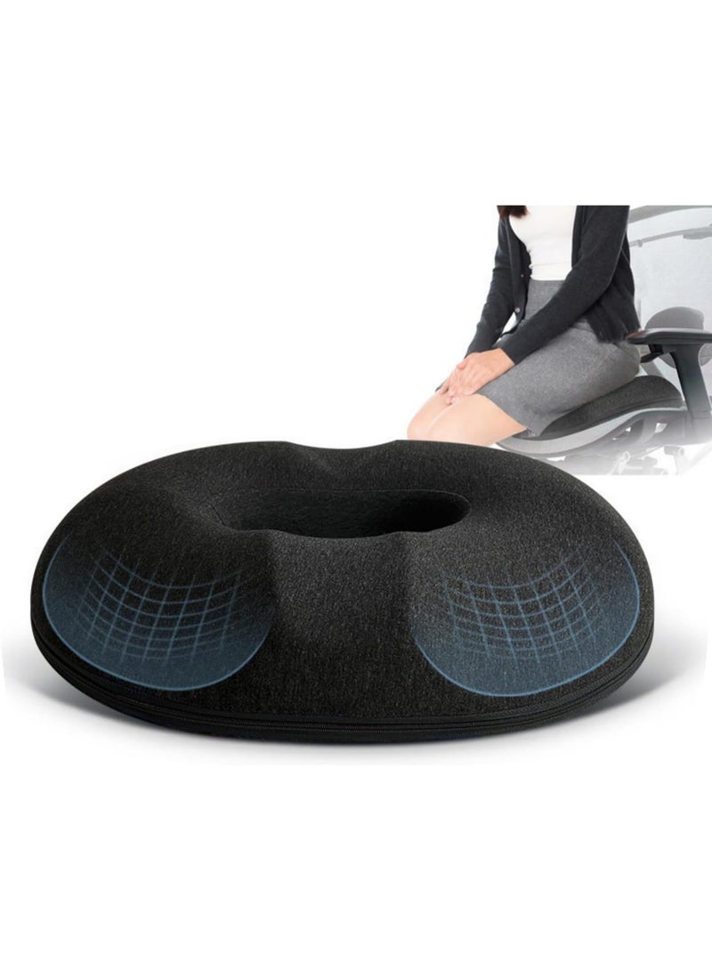 Sky-Touch Donut Memory Foam Seat Cushion – Pain Relief for Prostate, Pregnancy, Tailbone, Surgery & Sciatica – Suitable for Car, Home & Office – Black - Image 1