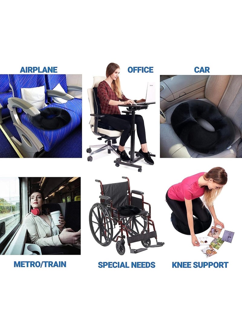 Sky-Touch Donut Memory Foam Seat Cushion – Pain Relief for Prostate, Pregnancy, Tailbone, Surgery & Sciatica – Suitable for Car, Home & Office – Black - Image 4