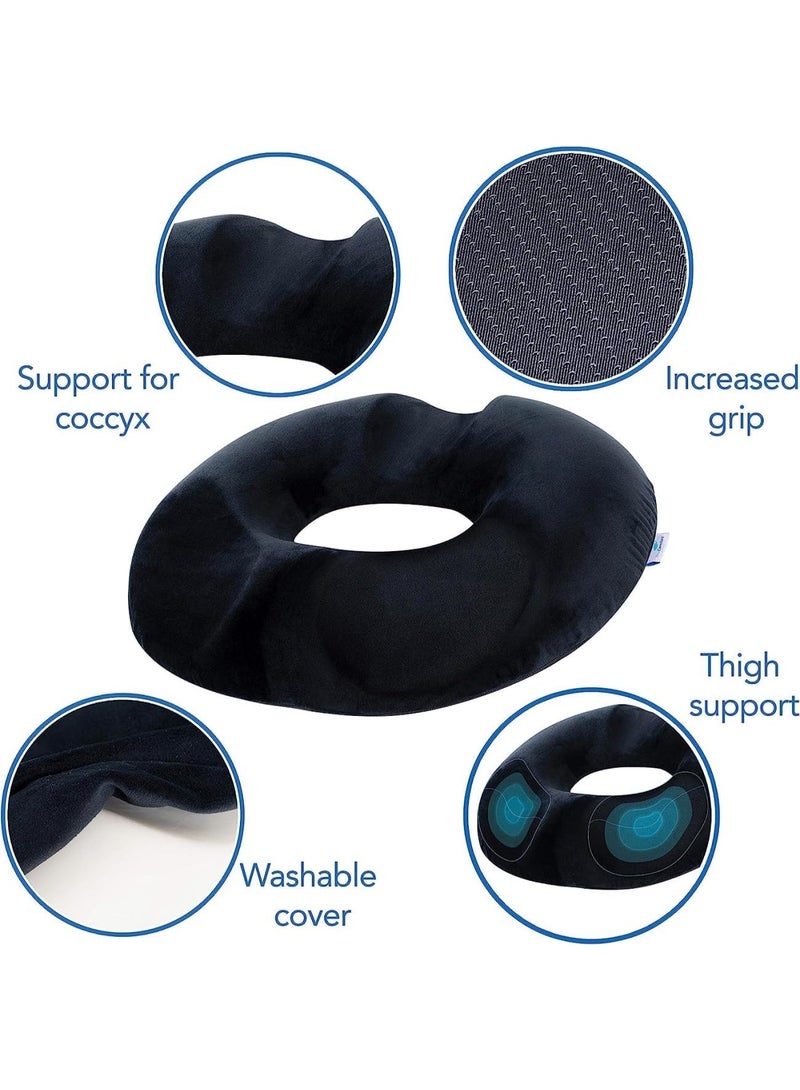 Sky-Touch Donut Memory Foam Seat Cushion – Pain Relief for Prostate, Pregnancy, Tailbone, Surgery & Sciatica – Suitable for Car, Home & Office – Black - Image 3