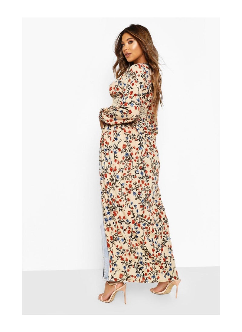 boohoo - Floral Crotchet Trim Button Detail Split Kimono - Image 1