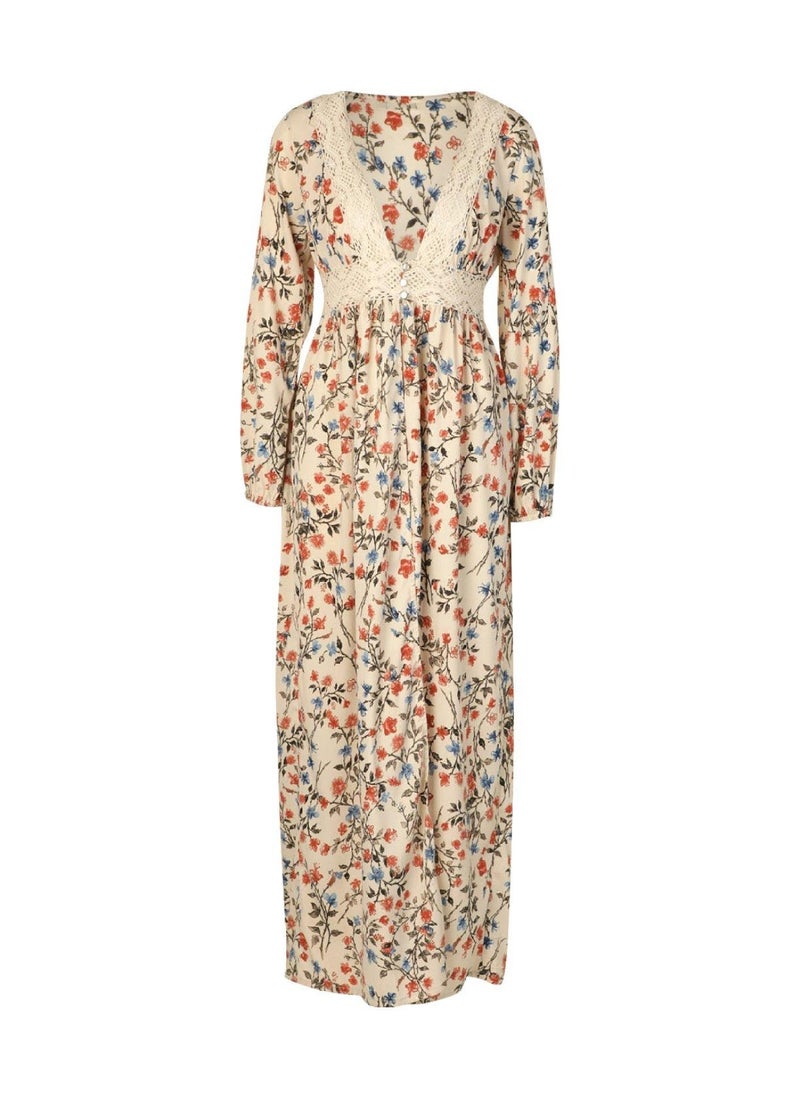 boohoo - Floral Crotchet Trim Button Detail Split Kimono - Image 1