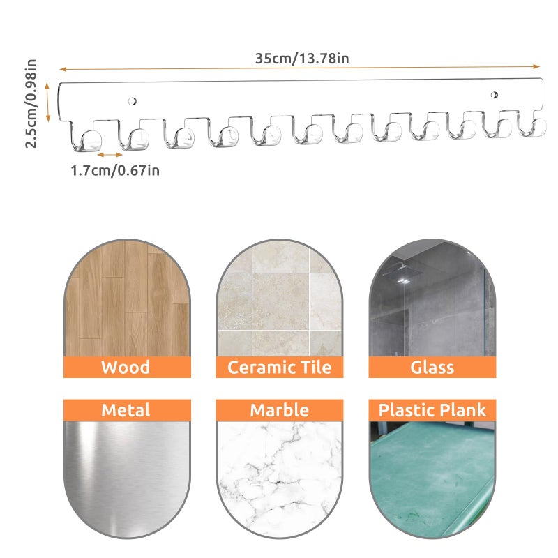 Mecnmsa 2 Pack Necklace Holder - Hanging Jewelry Organizer, Self-Adhesive, Wall Mount (Clear) - Image 2