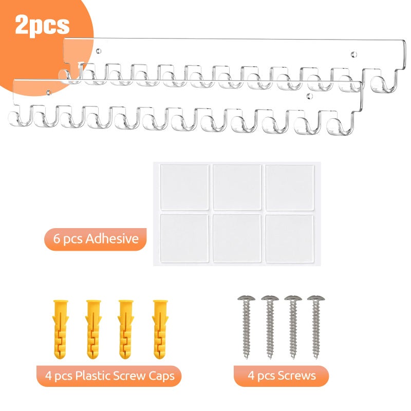 Mecnmsa 2 Pack Necklace Holder - Hanging Jewelry Organizer, Self-Adhesive, Wall Mount (Clear) - Image 3