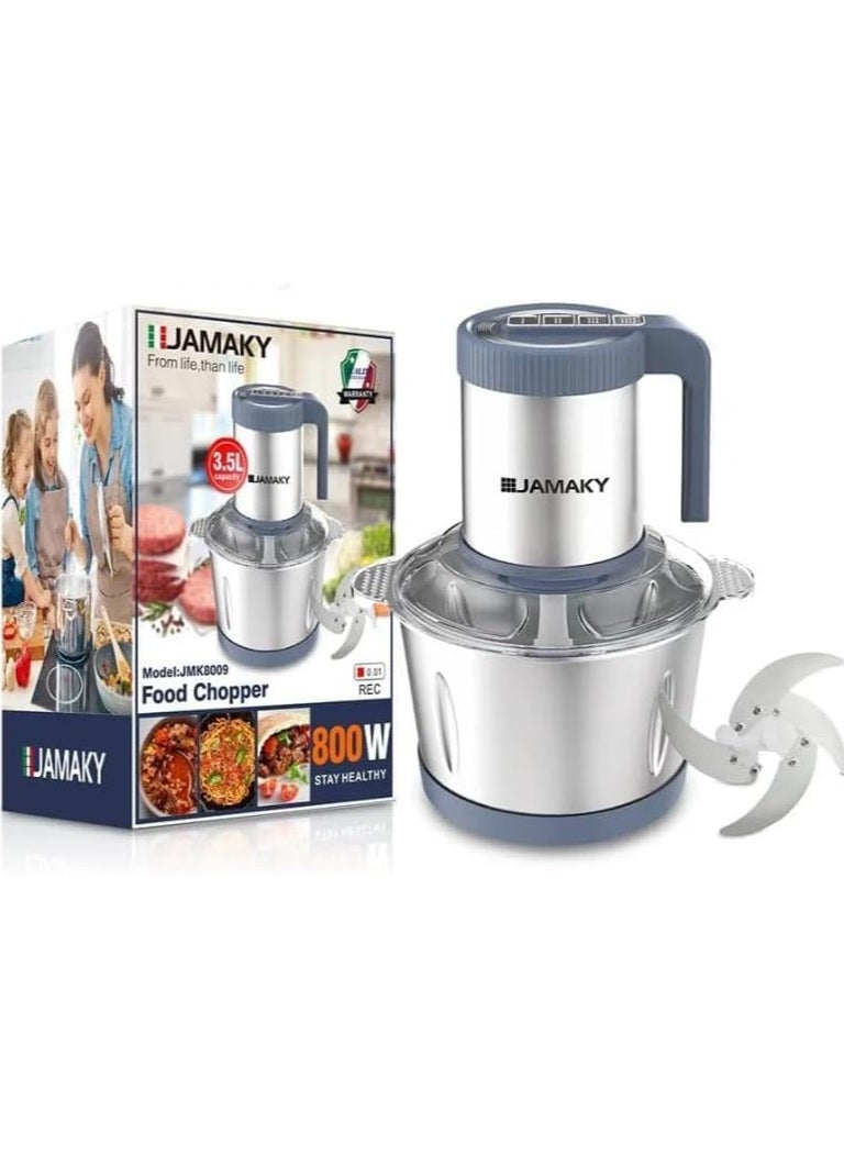 JMK Jamaki 3.5L Stainless Steel Electric Chopper 800W 4 Speeds Sharp Blades for Chopping Vegetables and Meat JMK 8009 Assorted Colors  - Image 1