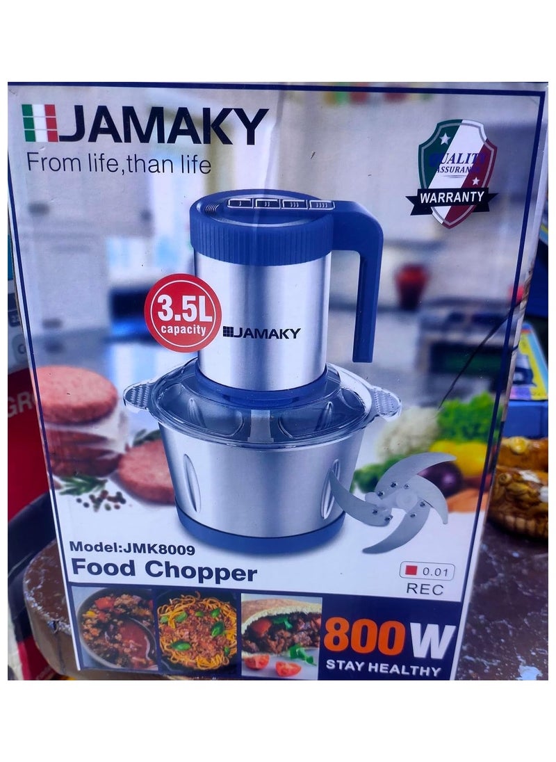 JMK Jamaki 3.5L Stainless Steel Electric Chopper 800W 4 Speeds Sharp Blades for Chopping Vegetables and Meat JMK 8009 Assorted Colors  - Image 4