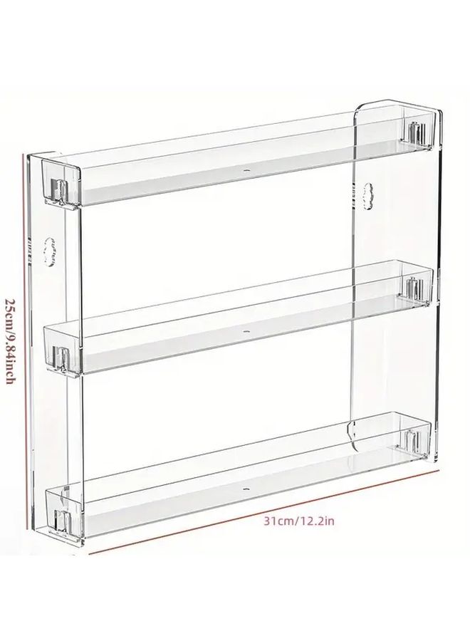 3 Tier Wall Mounted Shelf Transparent Heavy Duty No Drill Adhesive Backing - Image 4