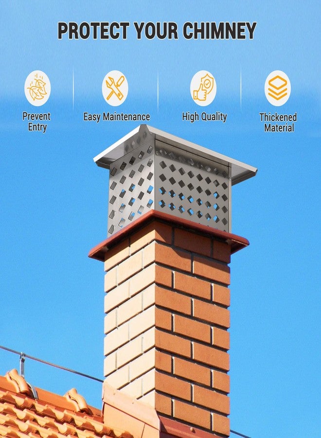 غطاء مدخنة من GarveeTech مقاس 8 × 13 بوصة، غطاء مدخنة مدفأة من الفولاذ المجلفن مع شبكة، غطاء تهوية سقف مقاوم للمطر للاستخدام الخارجي - Image 5