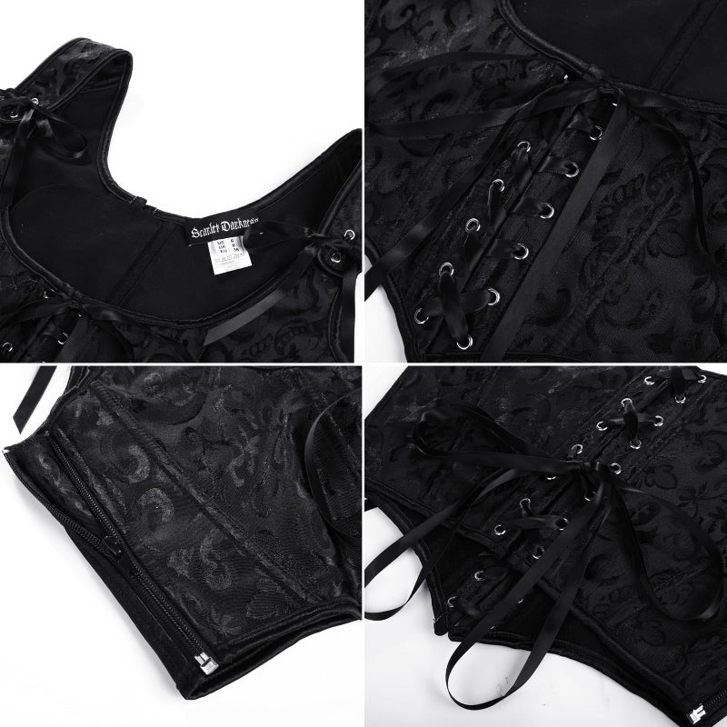 Scarlet Darkness Women's Renaissance Corset Underbust Corset Tops Lace-up Bodice Black Size 16 - Image 5
