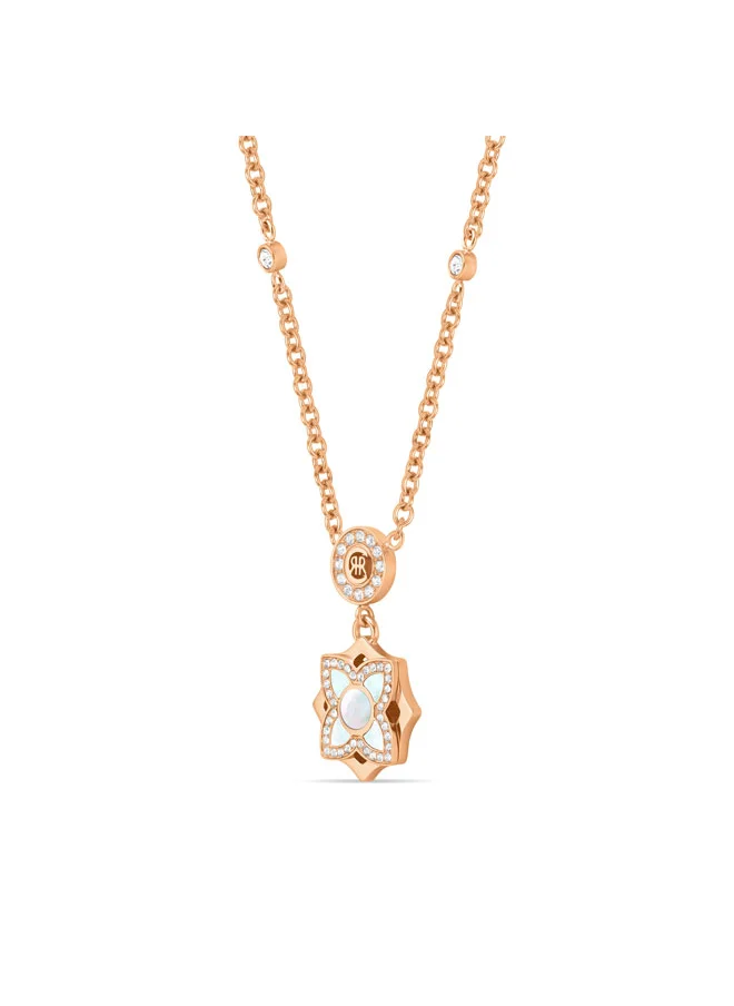 CERRUTI 1881 Ottavia Rose Gold-Plated Necklace, White Mother of Pearl Floral Pendant, Elegant and Timeless Jewelry for Women