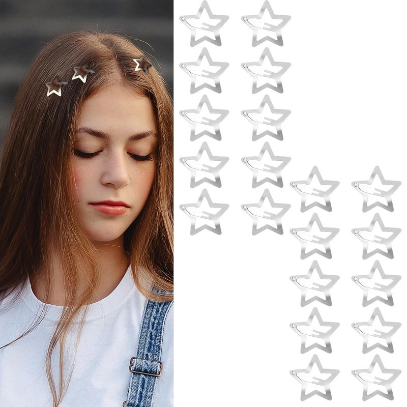 Rinpoche Star Hair Clips Snap Hair Barrettes Non Slip Star Hair Accessories for Girls Womens Silver Metal Hair Clips  pack of 10 pc - Image 3